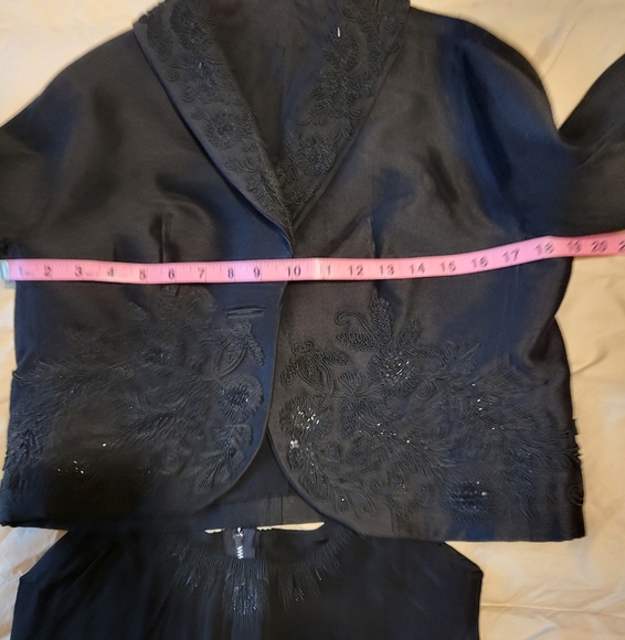 True Vintage Womens Blk Cropped 3/4 Sleeve Blazer With skirt & Cami Suit Set s:S - Picture 7 of 16